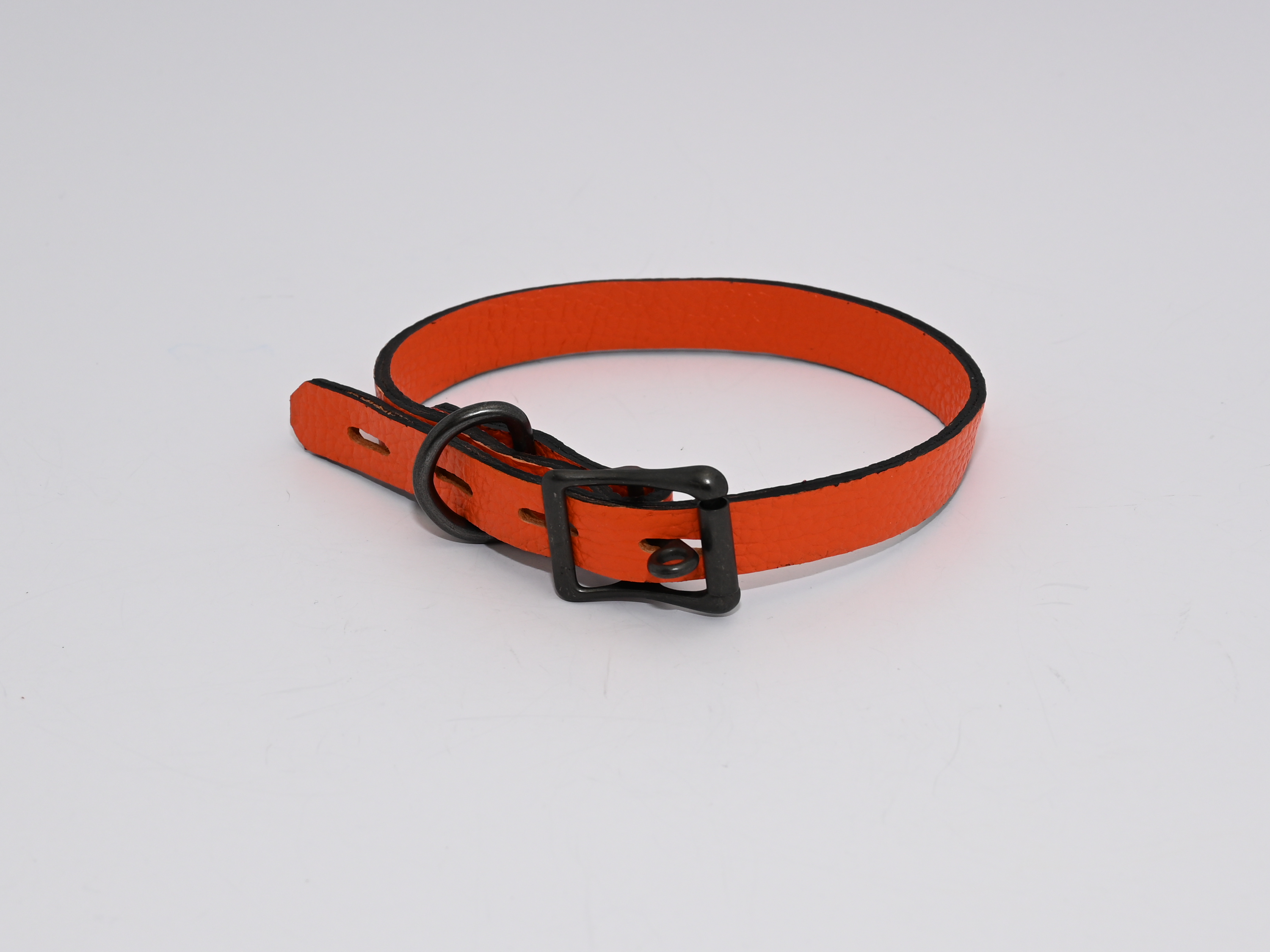 Caution Collar - Orange leather submissive collar image 0