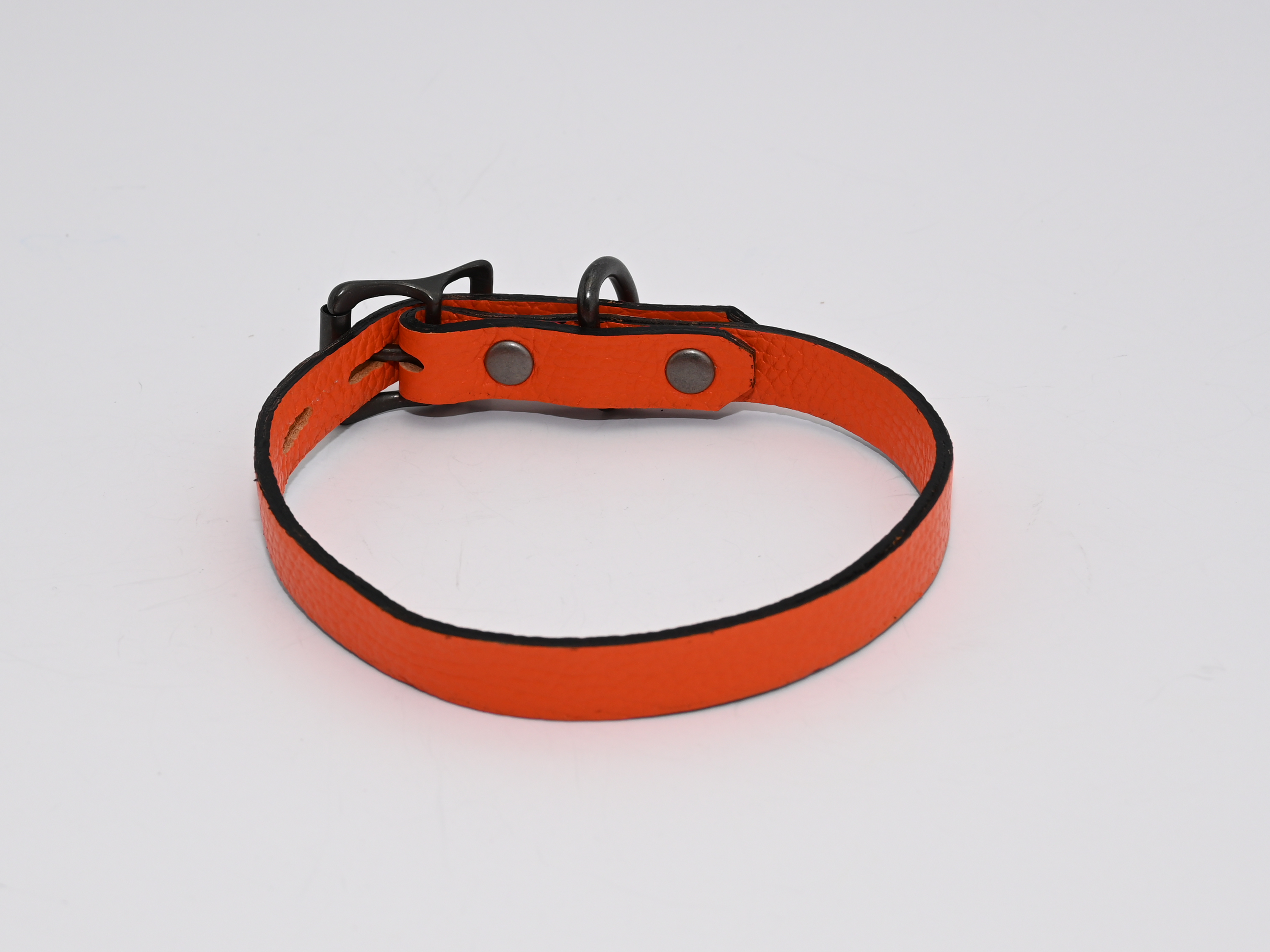 Caution Collar - Orange leather submissive collar image 1