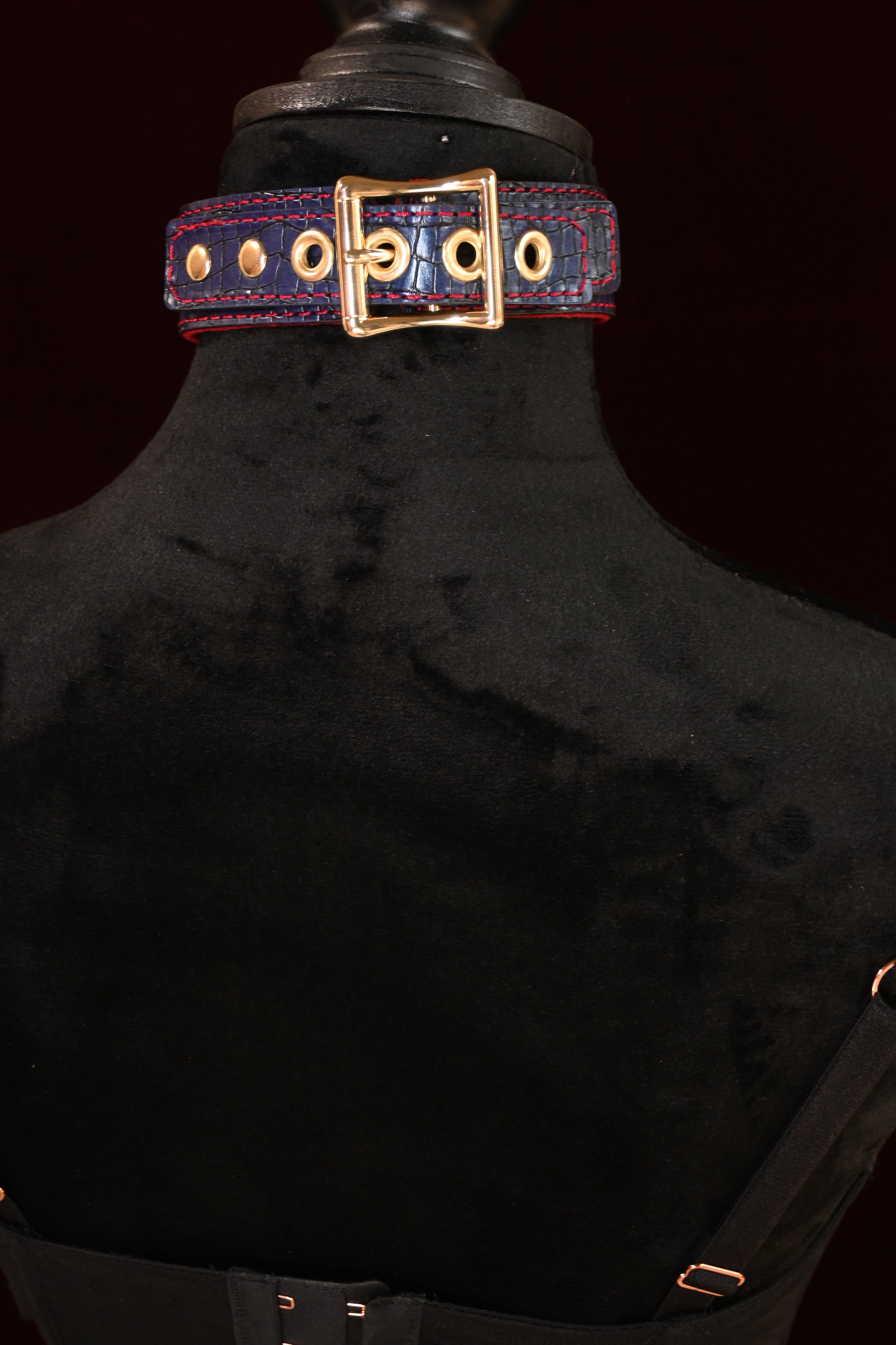 Navy Snake Skin Statement Collar image 1