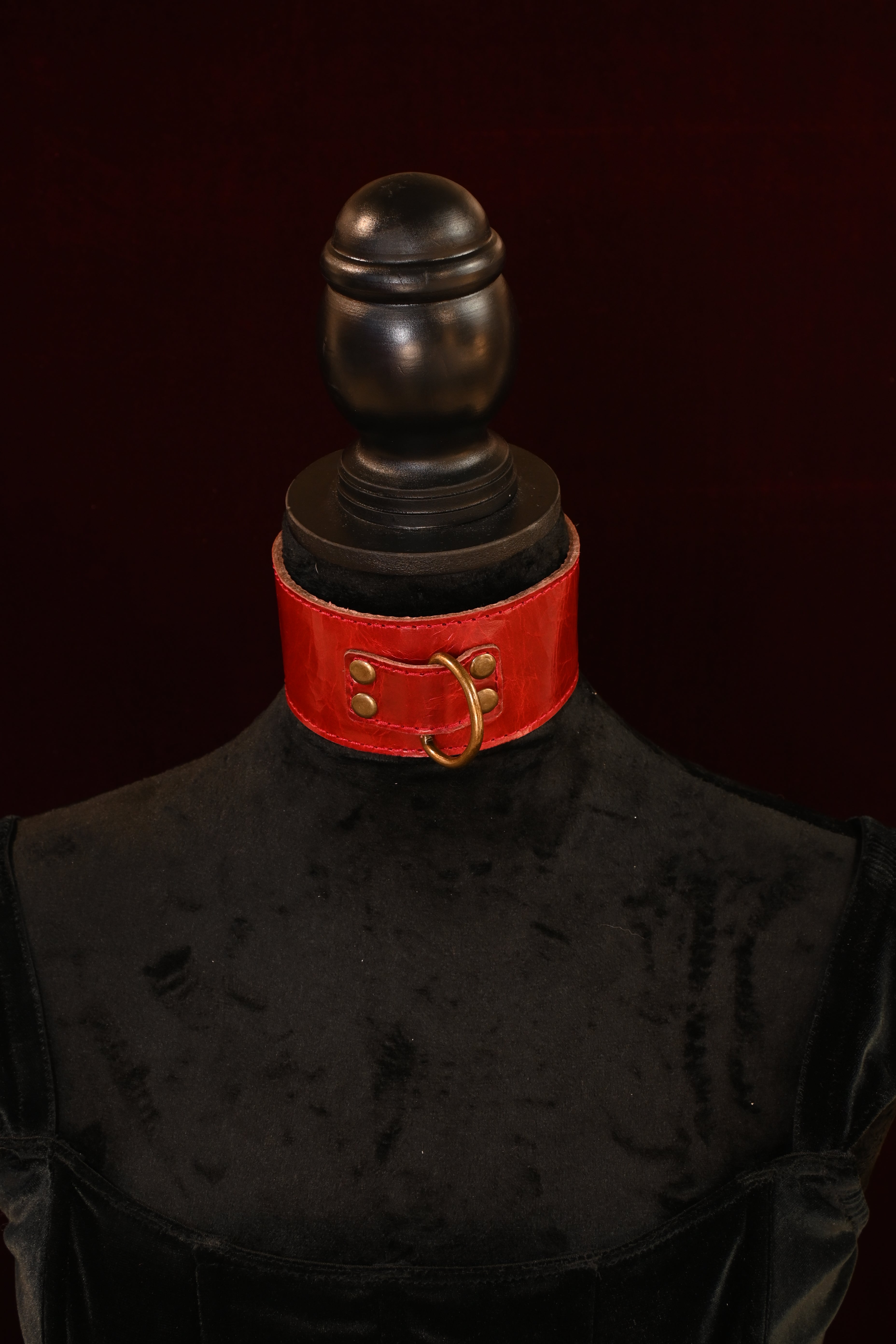 Crimson Antique Collar and Leash set with matching ankle and wrist cuffs image 0