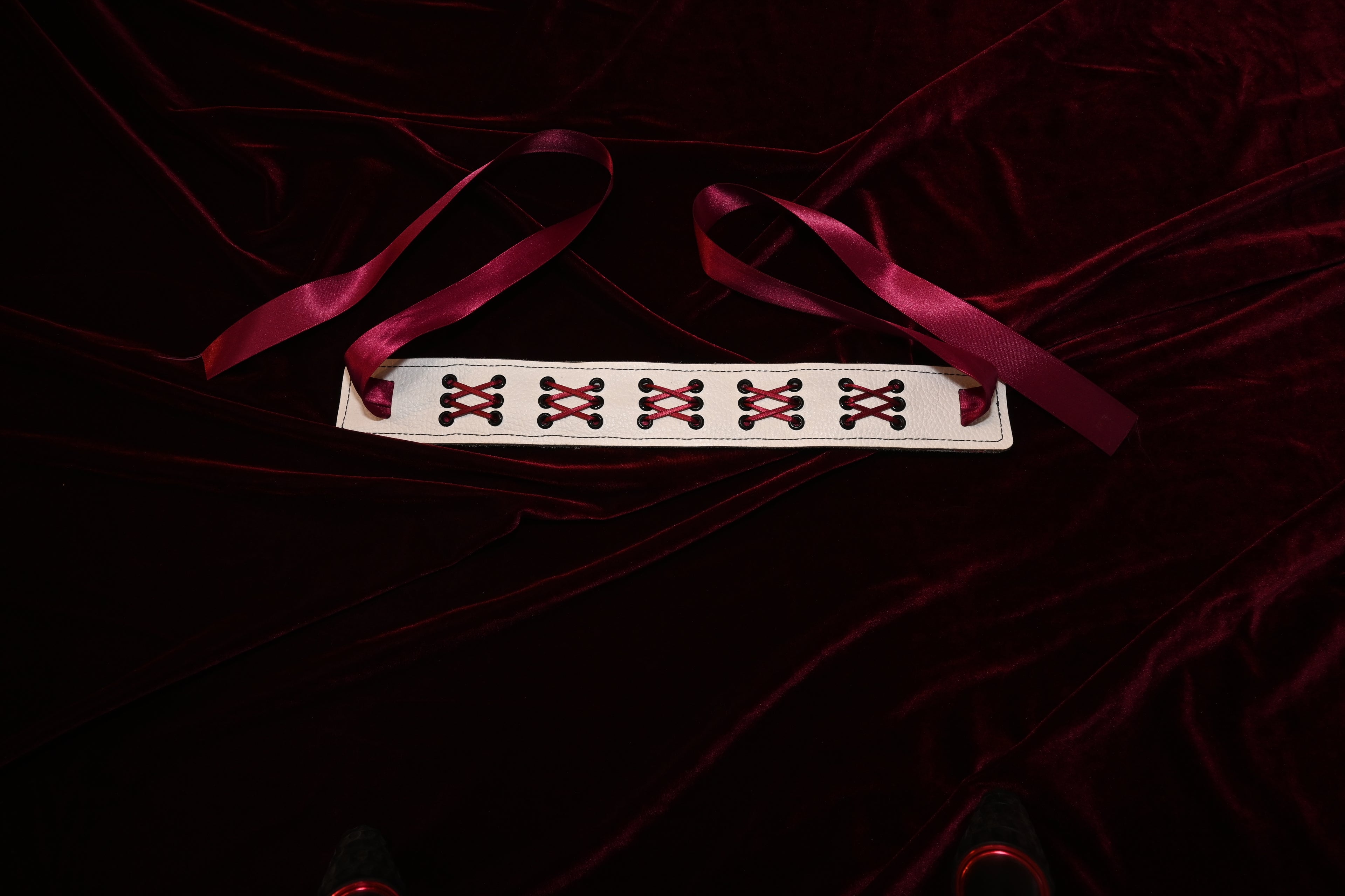 Crimson and White Corset Collar