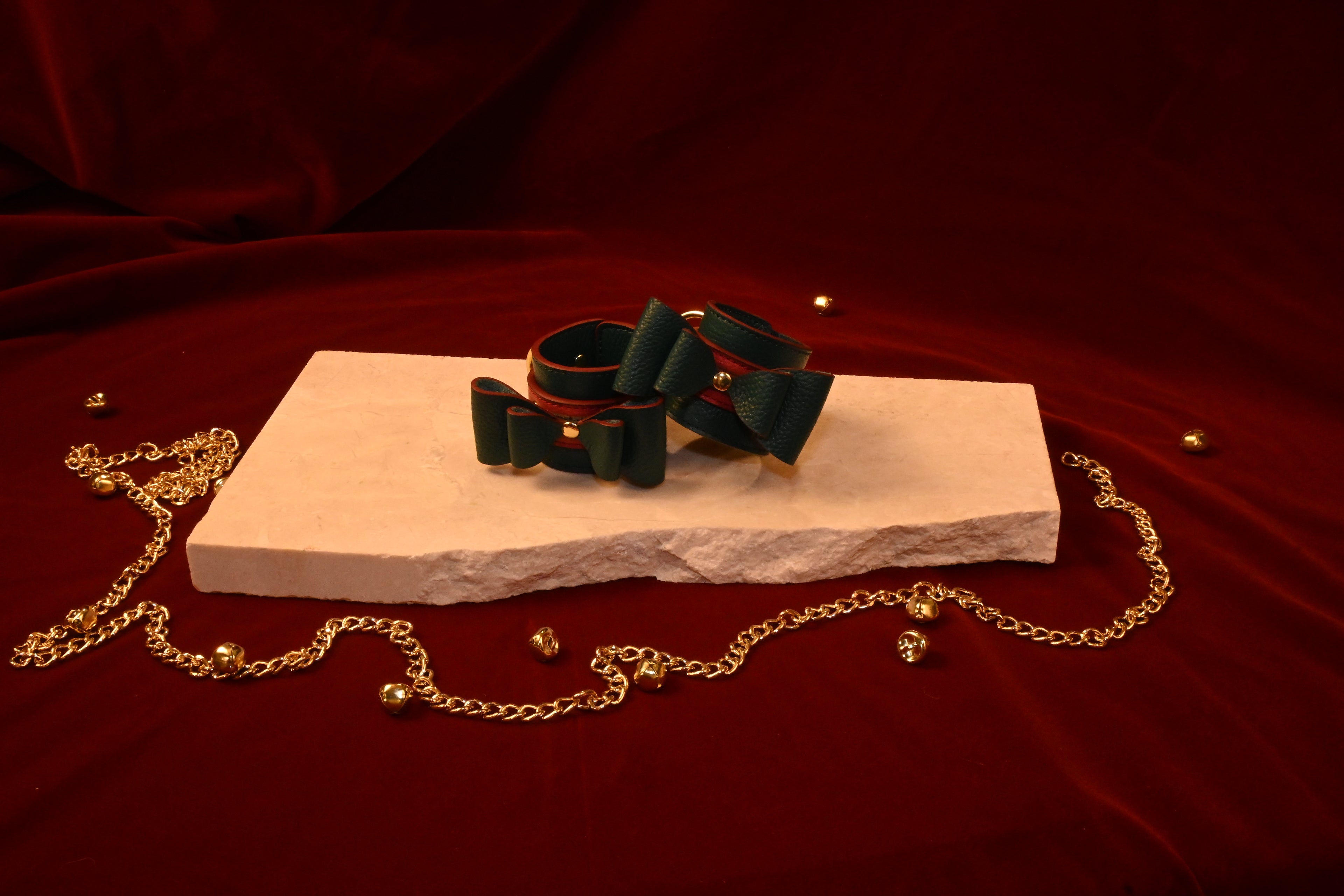 Festive Green Bow Cuffs