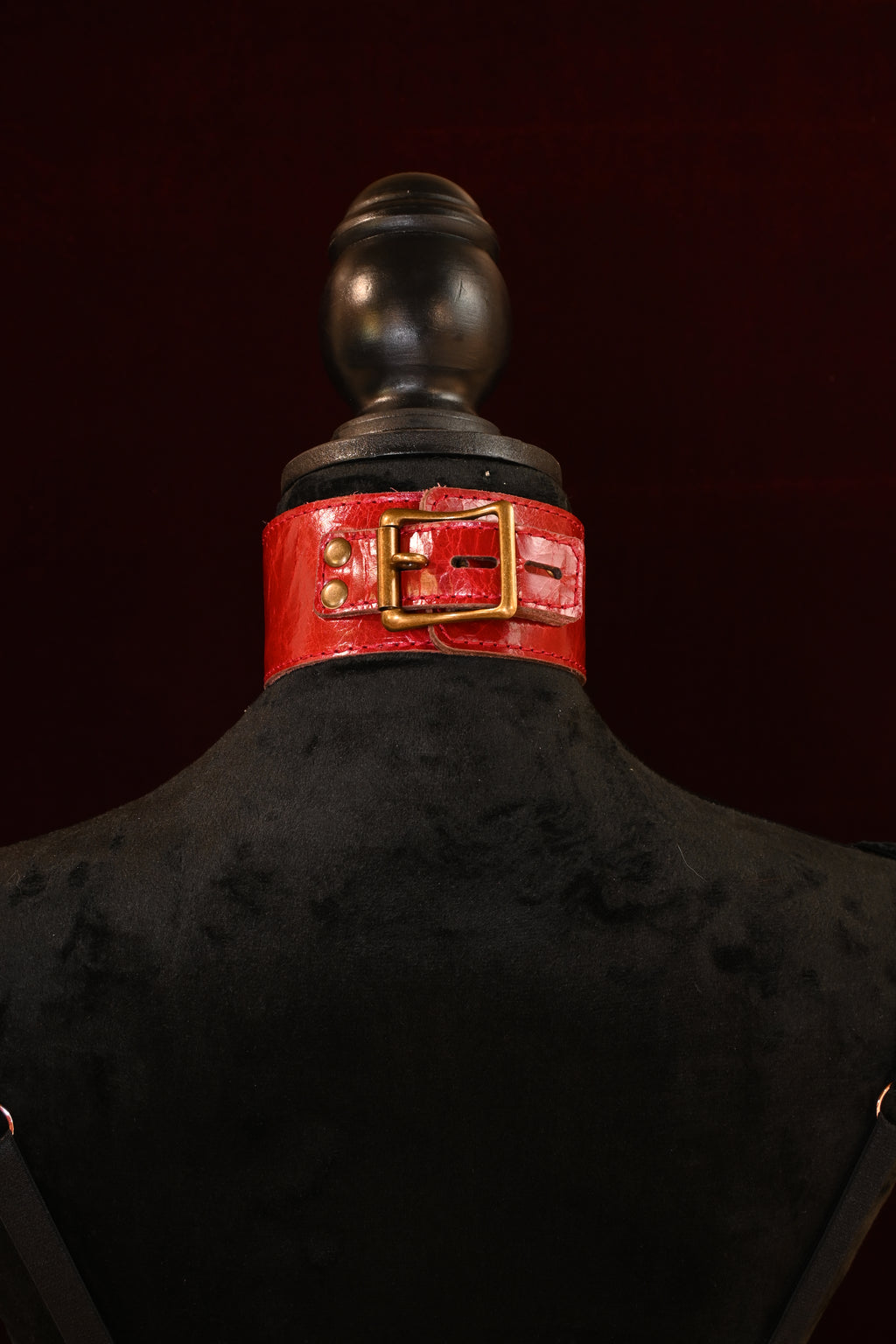 Crimson Antique Collar and Leash set with matching ankle and wrist cuffs image 1