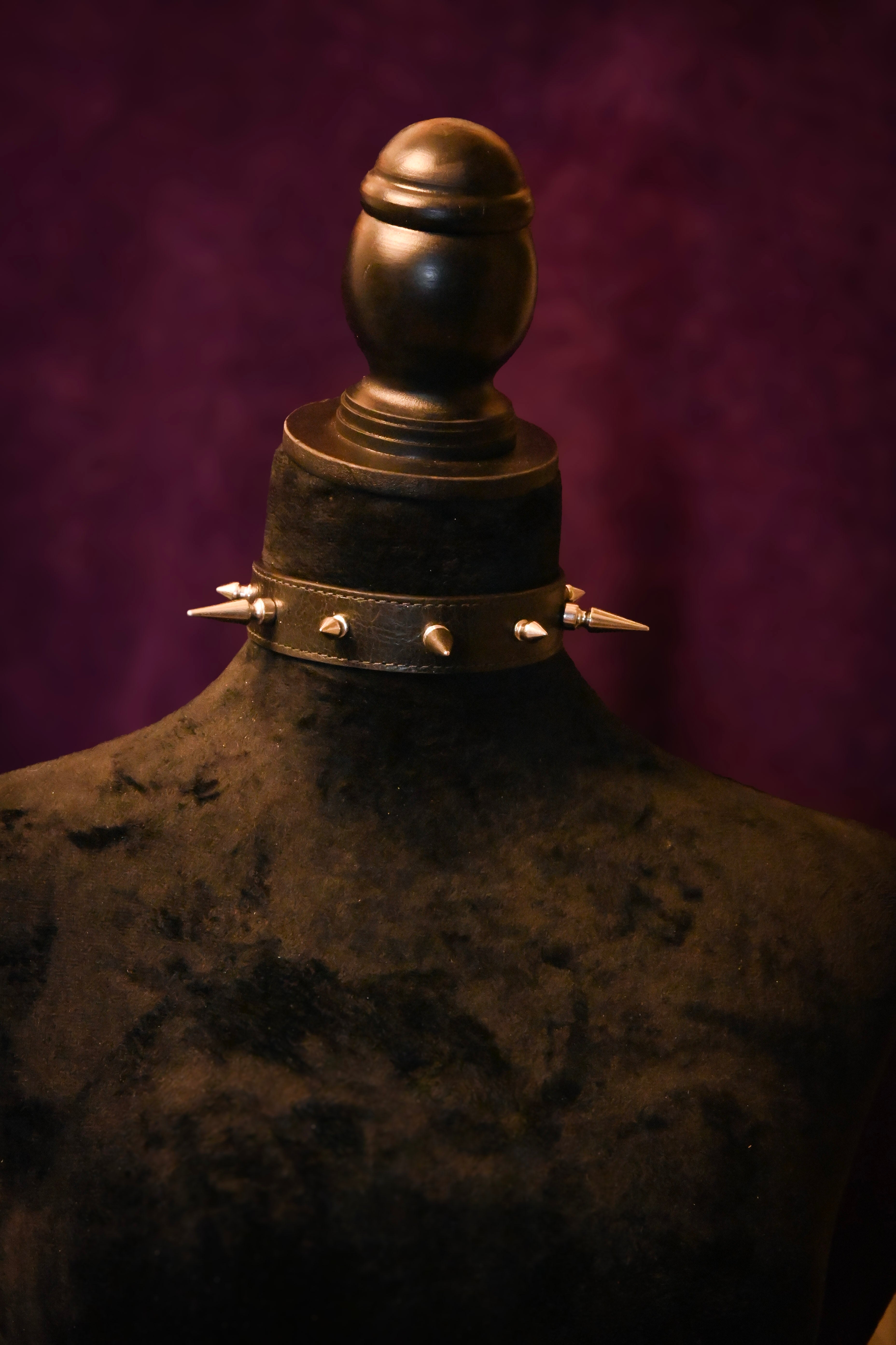 Grinchmas - Black Leather Spike Collar
